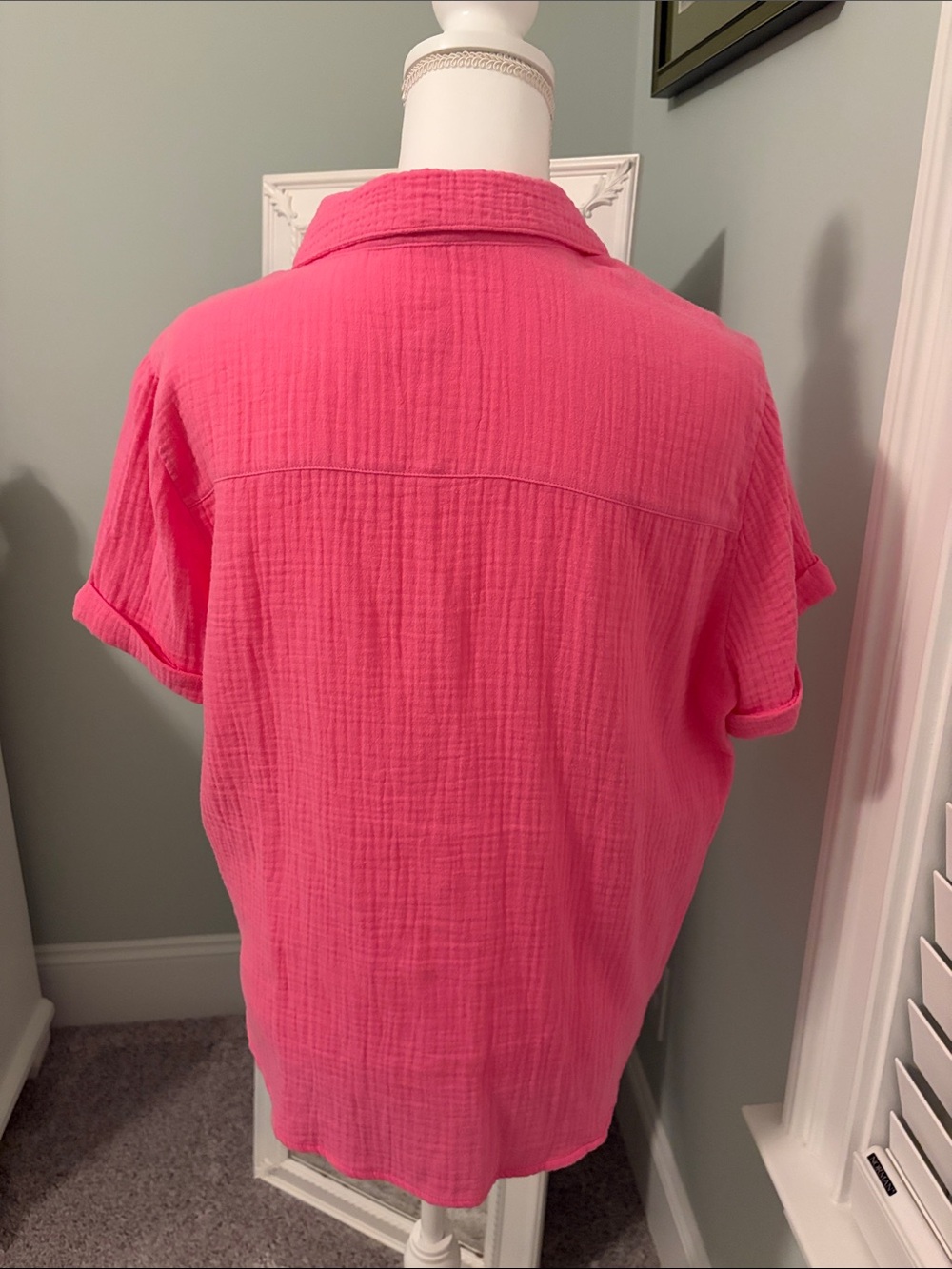 Lucky Brand hot pink gauze top, size L. - Picture 4 of 9